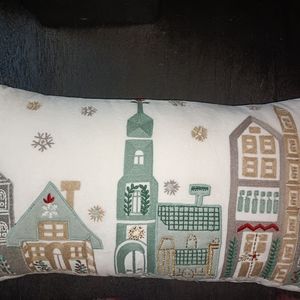 Tour of the town Christmas pillow. Large rectangular Soft pillow.